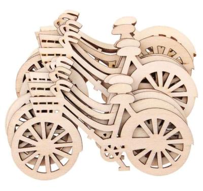 China Modern Style Cutout Wooden Handmade Slice DIY Ornament Bicycle Christmas Birthday Engagement Wedding Wedding Holiday Party Home Decoration for sale