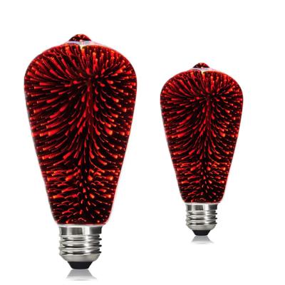 China 2W E26 E27 B22 Vintage Edison Customized Color Firework 3D Base Residential / Commercial Red ST64 Led Filament Light Bulb for sale