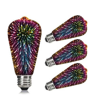 China 2W E26 E27 B22 Vintage Edison Firework 3D Base Residential / Commercial Filament ST64 Led Filament Light Bulb for sale