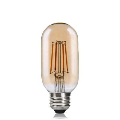 China Vintage Low Edison Energy Saving Led Bulbs T45 Amber Edison Bulbs 4W 6W B22 E26 E27 Led Filament Bulb Light for sale