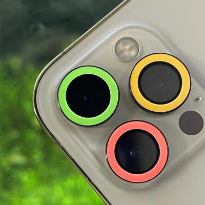 China 2022 Luminous Lens Cover Fluorescent Light Covers For iPhone 13 Pro Max Camera Protector Luminous Lens Cover For iPhone 13 12 11 Pro Max Lens Film for sale