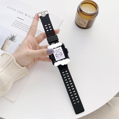 China Fanshion New Men's Sports Solid Color Watch Band For Apple Watch Series 7 TPU Protective Watch Band Can Be Adjustable for sale