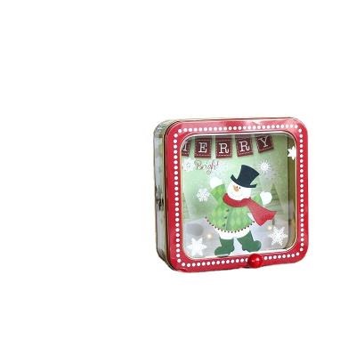 China Recyclable Empty Candy Film Packaging Square Christmas Gift Box Open Skylight Transparent Tin Box for sale