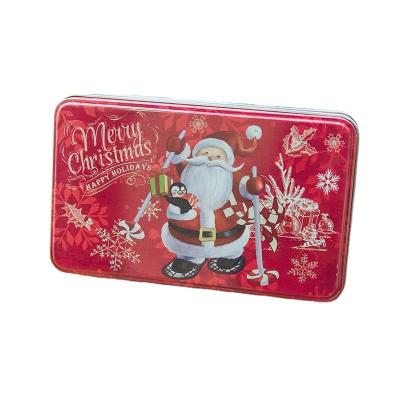 China Recyclable Old Rectangular Christmas Tree Snack Cookie Tin Storage Box Baking Gift Box for sale