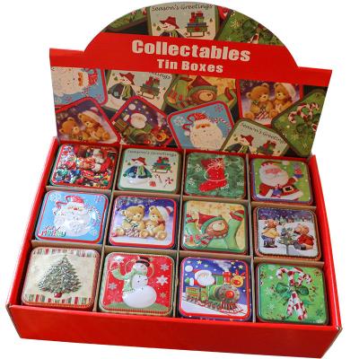 China Square Tin Biscuit Baking Color Box Candy Box Small Tinplate Christmas Gift Packaging Set for sale