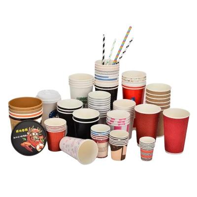 China Custom Disposable Paper Cup Insulation Tea Cup Disposable Anti-scalding Thickened Logo Printing for sale