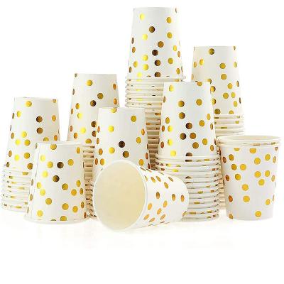 China Other 100 9 Ounce Gold Dot Gilded Party Paper Cups Disposable Outfits Thickened Multicolor for sale