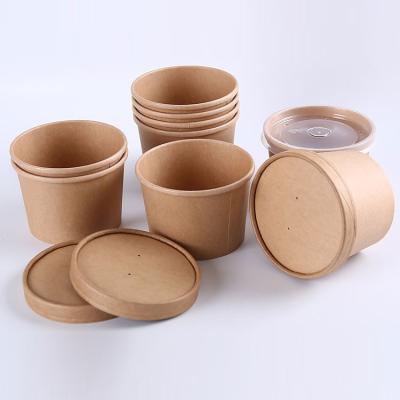 China Disposable Pla Mache Brown Kraft Food Containers Microwave Safe Salad Box Paper Soup Bowls With Noodle for sale