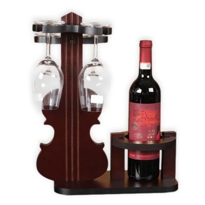 China Upside Down Violin Hanging Wine Rack Wine Rack Modern Wooden Wine Rack Glass Rack for sale