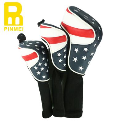 China Hot Sale PU Golf Driver Headcover Golf Headcover Leather Wood 1 Set of 3 5 Golf Club Cover for sale