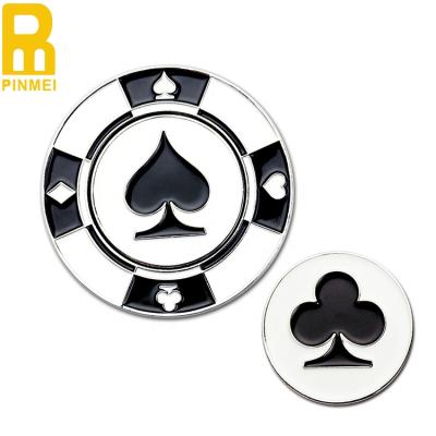 China Event & Training Poker Wholesale Cheap Price Golf Poker Chips 2 Sides Embossed Ace Golf Chip Ball Marker 2 Sides for sale