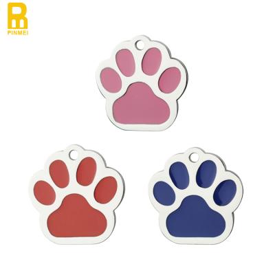 China Durable OEM Nice Dog TAG Metal Pet ID Tags Paw Logo Engraved Collar Tag Cute for sale