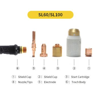 China Plasma Cutting 9-8210 9-8212 9-8253 9-8256 9-8238 9-8239 9-8245 Dynamics SL60 SL100 Electrode 9-8232 9-8208 Nozzle 9-8232 9-8208 Thermal Shield for sale