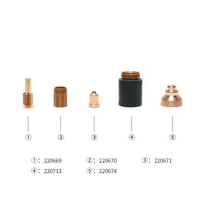 China Copper Plasma Cutting Parts Electrode 220669 Nozzle 220671 Shield 220673 220674 Swirl Ring 220670 Retention Cap 220713 For Powermax45 for sale