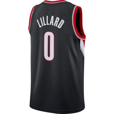 China 2019 Antibacterial Embroidered Mens Damian Lillard Black Basketball Jersey #0 for sale