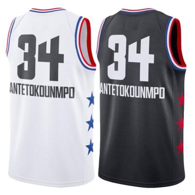 China 2019 #34 High Quality Giannis Antetokounmpo Basketball Uniforms Antibacterial Men's Embroidery Embroidery Basketball Jersey for sale