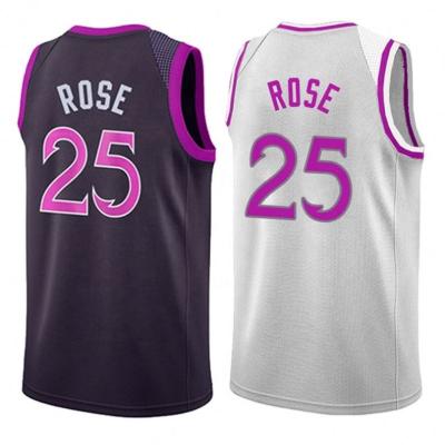 China 2019 Derrick Rose Embroidery Logos Basketball Tank Top Set Sublimation Stitched Good Quality Antibacterial for sale