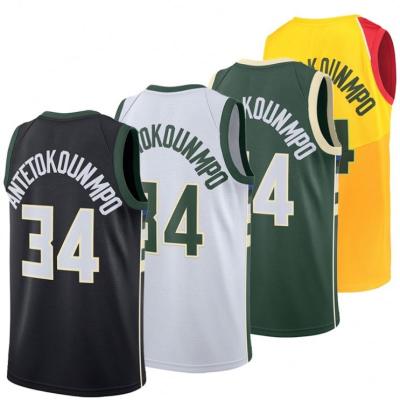 China 2019 Antibacterial Embroidered Mens Giannis Antetokounmpo Basketball Jersey #34 for sale