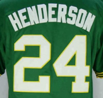 China Rickey Henderson #24 Antibacterial Customized Best Quality Quilted Green Baseball Jersey for sale