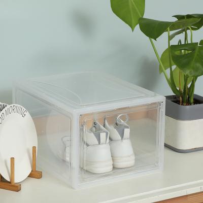 China Contemporary Hot Sale COBLOCKS Drinking Stack Up High Clear Shoes Box Transparent Plastic Storage Shoe Storage Box for sale