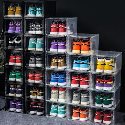 China COBLOCKS Viable Transparent Clear Stackable Home Use Stackable Storage Box Sports Shoes Show Containers Shoe Storage Box for sale