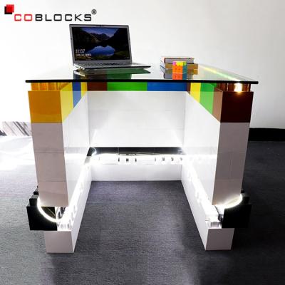 China Diy modern furniture factory supply large size building blocks funny multifunctional study plastic table consize/campaign for sale