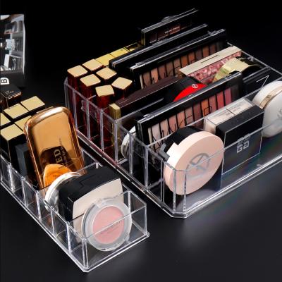 China Modern Transparent Powder Storage Box Large Capacity Separator Box Acrylic Removable Lipsticks Makeup Blush Storage Rack Wholesale for sale