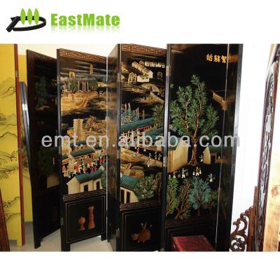 China Foldable StructureYellow Green Bottom Chinese Beauties Folding Screen For Resort Furniture (EMT-LP379) for sale