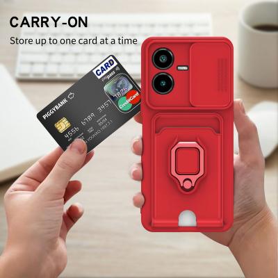 China Card Metal Ring Holder Shockproof Case For VIVO Y22 Y22S Y16 Y35 Y02S Y52S Y72 5G Y31S Y31 Y51 Y51A Y20 Y20S protect shield cover fundas for sale