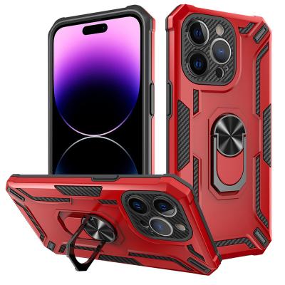 China 360 Degree Metal Ring Shockproof Case For Apple iPhone 14 pro 13 pro 12 11 pro XS Max Max XR X 8 Plus 7+ Magnetic Stand Protect Cover for sale