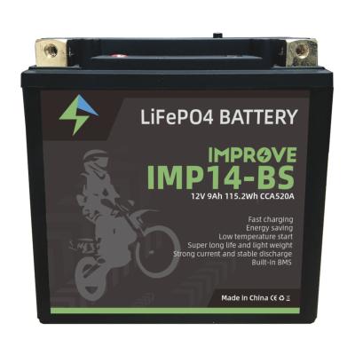 China Home appliances rechargeable deep cycle 12v lifepo4 battery KP 14-BS 8AH 520CCA lithium battery for motorcycle for sale