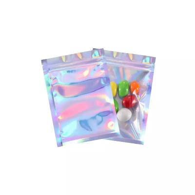 China Kwinpack Recyclable Custom Resealable Transparent Cosmetic Holographic Packaging Pouch / Self Adhesive Zipper Makeup Holographic Ziplock Bag for sale