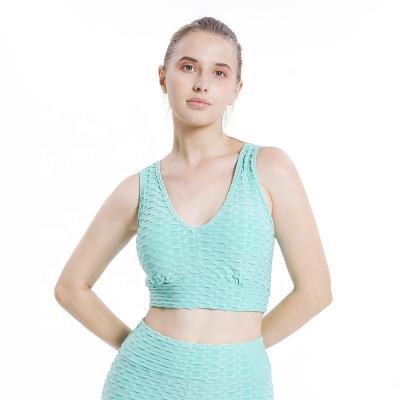 China Breathable Bubble Jacquard Texture Sports Bra Top Workout Running Women Yoga Vest for sale