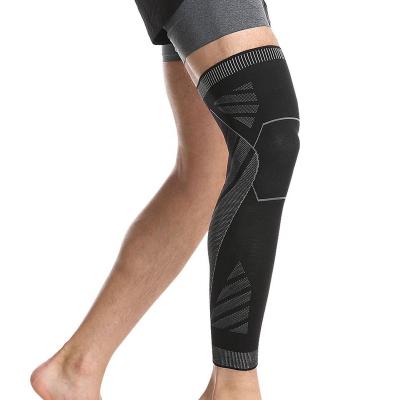 China Long Compression Weightlifting Stretch Leg And Elastic Nylon Knee Sleeve Shin Guard for sale