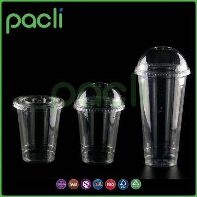 China 90mm/98mm Clear Plastic Flat Lid With Straw Slot For 12 In 24oz Cup for sale