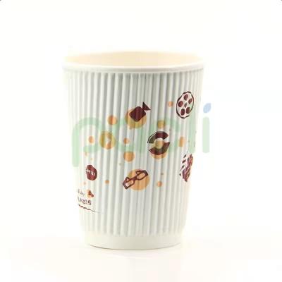 China Heat Insaulted Disposable Corrugated Coffee Packaging Kraft Paper Cup for sale