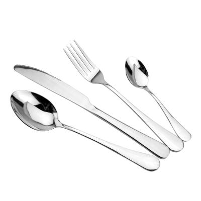 China Sustainable Hot Selling Reusable Amazon Flatware Stainless Steel Silver 304 Silver Cutlery Set for sale