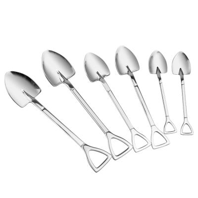 China Sustainable Creative Stainless Steel Shovel Shape Tea Coffee Sugar Spoon Set Stainless Steel for sale