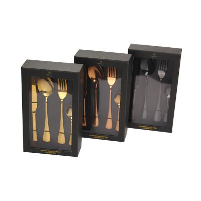 China Customized Sustainable 16pcs/24pcs Stainless Steel Cutlery Set With Premium Gift Box for sale