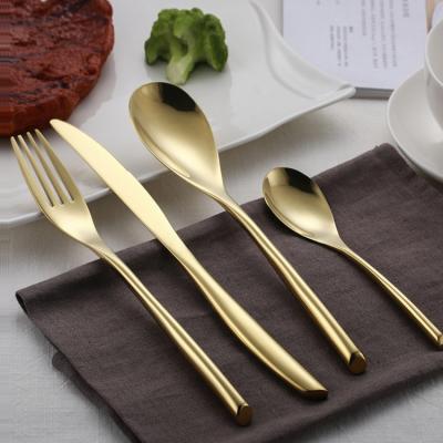 China Wedding Gift Knife Viable Hot Selling Fork Spoon Stainless Steel Cutlery Set Bulk Gold Plated Flatware for sale