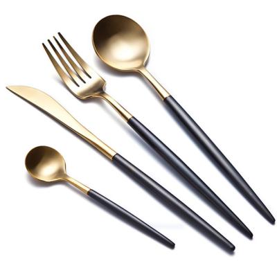 China Disposable Manufacturer Customized Logo Luxury Reusable Flatware 304 Stainless Steel Cutlery Set for sale