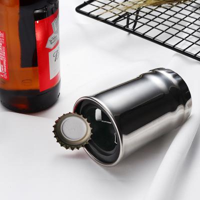 China Hot Sale Custom Home Logo Stainless Steel Beer Catcher Pull Down Magnet Automatic Bottle Opener for sale