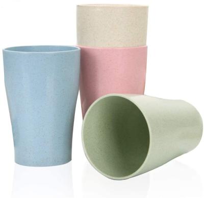 China Eco Friendly Disposable Food Grade Wheat Straw Cups 4 Pcs Per Set Wheat Fiber Cups for sale