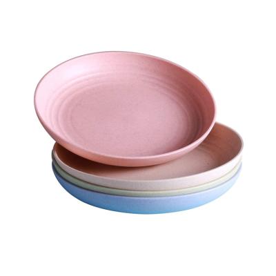 China Sustainable Food Grade Wheat Straw Tableware Reusable Round Plastic Dishes for sale