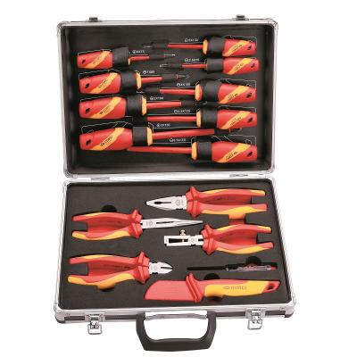 China VDE Insulated Combination Mechanical Tool Box Tool Kit 1000V Electrical Use 15 Pieces for sale