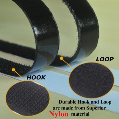 China Black 25m Self Adhesive Hook And Loop Tape Double Sided for sale