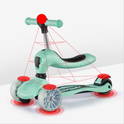 China Eco-friendly Kids Material 0-6 Years Old Kids Material 0-6 Three Wheel Folding Sitting And Lifting Two-in-One Twist Scooter for sale