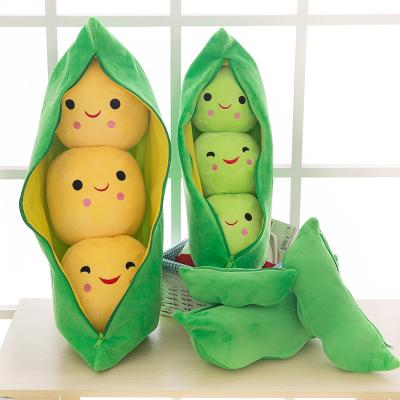 China 25 40 50 70cm Eco-friendly Disassembled Plush Toy Pea Sleeping Pillow Soft Three Peas Pod Stuffed Plush Pillow Toy for sale