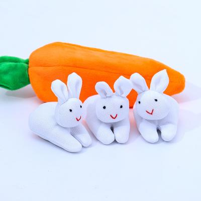 China New Product Design Rabbit Plush Doll Three Rabbits in Purse Easter Bunny Stuffed Plush Toy Carrot Desktop Decoration Desktop Gifts for sale