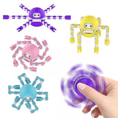 China Transformable Fingertip Novelty Fingertip Rotation Deformation Robot Mechanical Gyro Compass Octopus Chain Toy for sale